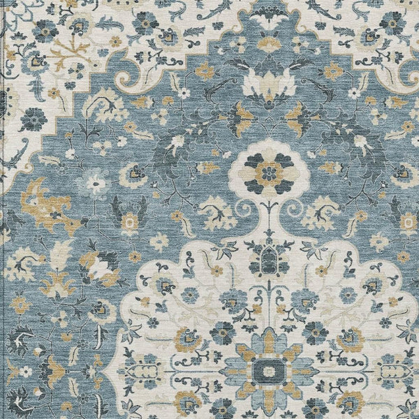 Floral Medallion Washable Polyester Area Rug for Indoor Outdoor Patio or Living Room