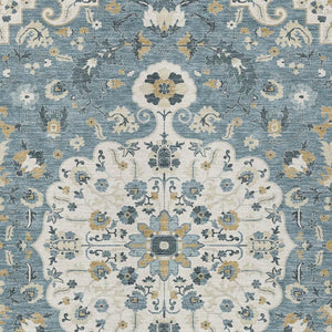 Floral Medallion Washable Polyester Area Rug for Indoor Outdoor Patio or Living Room