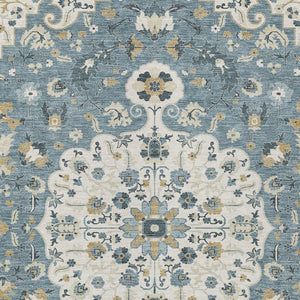 Floral Medallion Washable Polyester Area Rug for Indoor Outdoor Patio or Living Room
