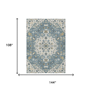 Floral Medallion Washable Polyester Area Rug for Indoor Outdoor Patio or Living Room