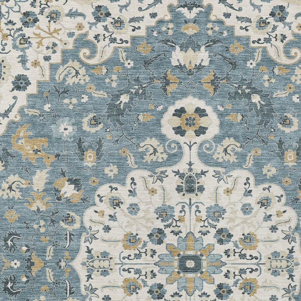 HomeRoots Floral Medallion Washable Polyester Area Rug for Indoor Outdoor Patio or Living Room 10' x 14' 725875