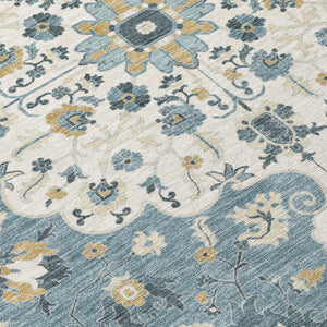 Floral Medallion Washable Polyester Area Rug for Indoor Outdoor Patio or Living Room