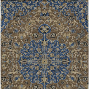 Washable Floral Medallion Polyester Area Rug for Indoor Outdoor Patio and Living Room Use