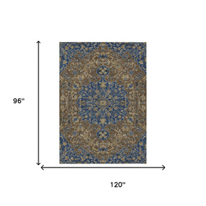 Washable Floral Medallion Polyester Area Rug for Indoor Outdoor Patio and Living Room Use