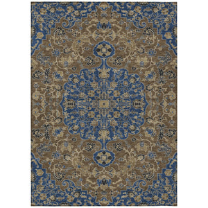 Washable Floral Medallion Polyester Area Rug for Indoor Outdoor Patio and Living Room Use
