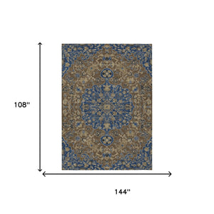 Washable Floral Medallion Polyester Area Rug for Indoor Outdoor Patio and Living Room Use
