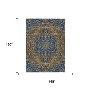 Washable Floral Medallion Polyester Area Rug for Indoor Outdoor Patio and Living Room Use