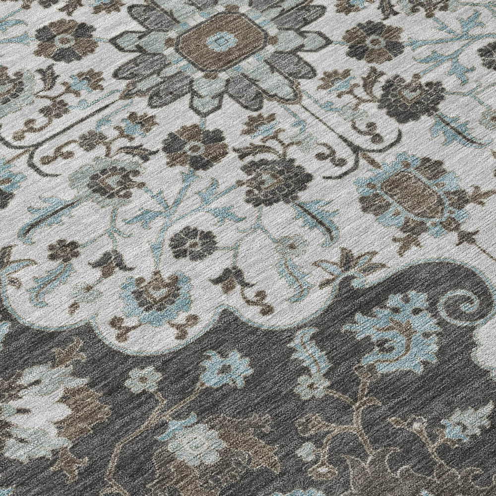HomeRoots 5 X 8 Floral Medallion Washable Polyester Rug for Patios Foyers and Living Rooms 725895