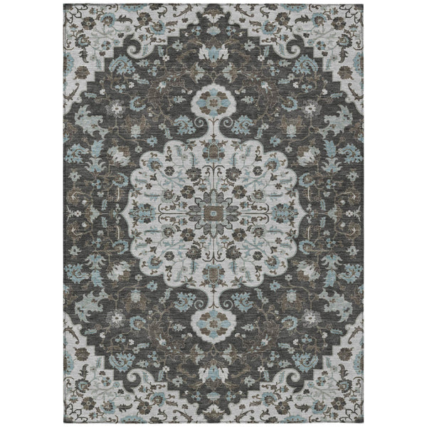 9x12 Floral Medallion Polyester Area Rug Machine Washable Indoor Outdoor Patio