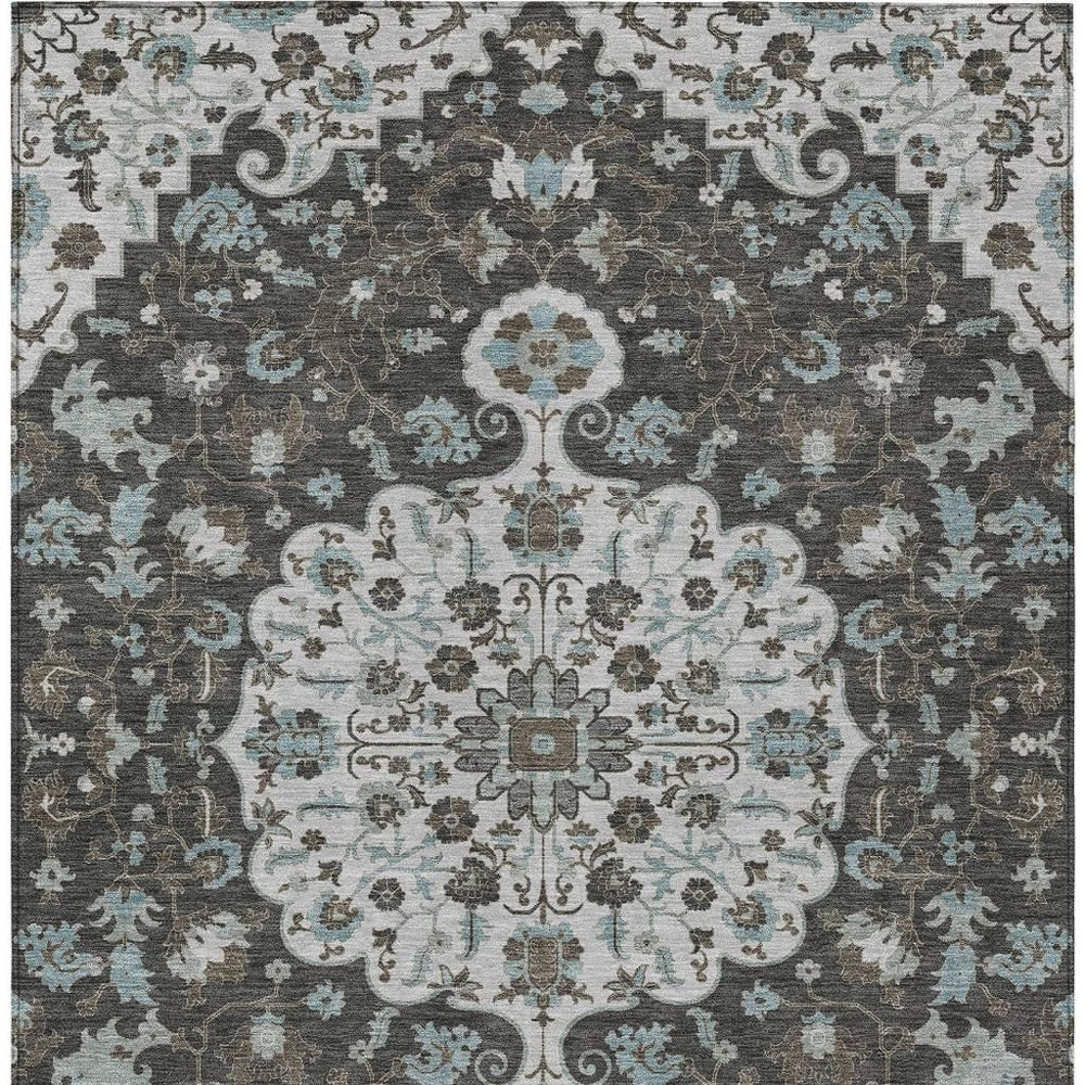9x12 Floral Medallion Polyester Area Rug Machine Washable Indoor Outdoor Patio