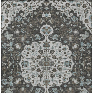 9x12 Floral Medallion Polyester Area Rug Machine Washable Indoor Outdoor Patio