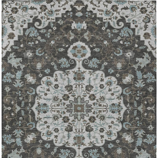 9x12 Floral Medallion Polyester Area Rug Machine Washable Indoor Outdoor Patio
