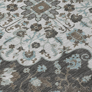 9x12 Floral Medallion Polyester Area Rug Machine Washable Indoor Outdoor Patio