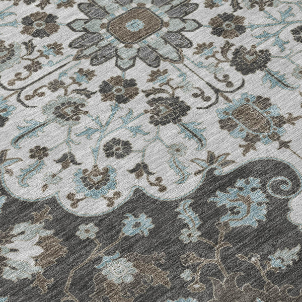 9x12 Floral Medallion Polyester Area Rug Machine Washable Indoor Outdoor Patio