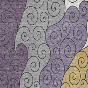 Abstract Washable Polyester Area Rug for Indoor Outdoor Patios Entryways and Family Rooms