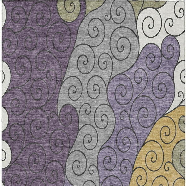 Abstract Washable Polyester Area Rug for Indoor Outdoor Patios Entryways and Family Rooms