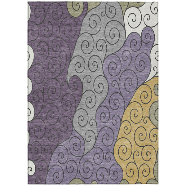 Abstract Washable Polyester Area Rug for Indoor Outdoor Patios Entryways and Family Rooms