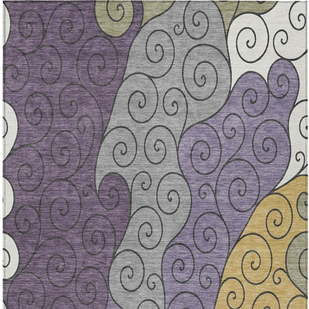 HomeRoots Abstract Washable Polyester Area Rug for Indoor Outdoor Patios Entryways and Family Rooms 10' x 14' 725929