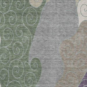 HomeRoots Abstract Washable Polyester Area Rug Low Pile for Indoor Outdoor Patios and Living Rooms 5' x 8' 725931