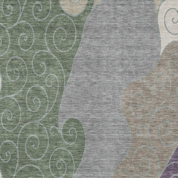 HomeRoots Abstract Washable Polyester Area Rug Low Pile for Indoor Outdoor Patios and Living Rooms 5' x 8' 725931