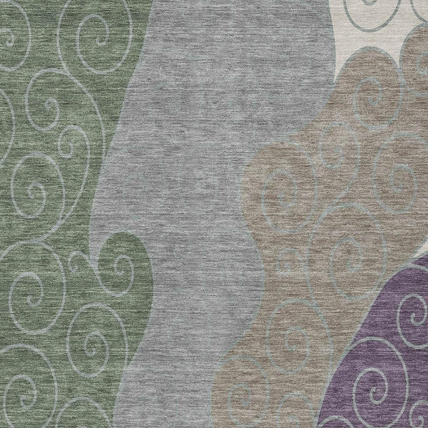 Abstract Washable Polyester Area Rug Low Pile for Indoor Outdoor Patios and Living Rooms