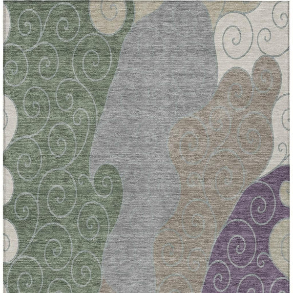 Abstract Washable Polyester Area Rug Low Pile for Indoor Outdoor Patios and Living Rooms