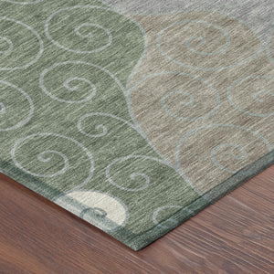 Abstract Washable Polyester Area Rug Low Pile for Indoor Outdoor Patios and Living Rooms