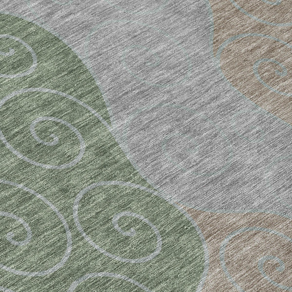 Abstract Washable Polyester Area Rug Low Pile for Indoor Outdoor Patios and Living Rooms