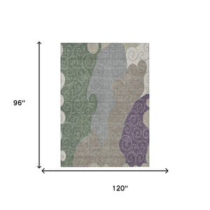Abstract Washable Polyester Area Rug Low Pile for Indoor Outdoor Patios and Living Rooms