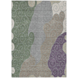 Abstract Washable Polyester Area Rug Low Pile for Indoor Outdoor Patios and Living Rooms