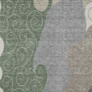 Abstract Washable Polyester Area Rug Low Pile for Indoor Outdoor Patios and Living Rooms