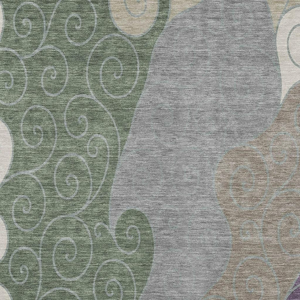 Abstract Washable Polyester Area Rug Low Pile for Indoor Outdoor Patios and Living Rooms
