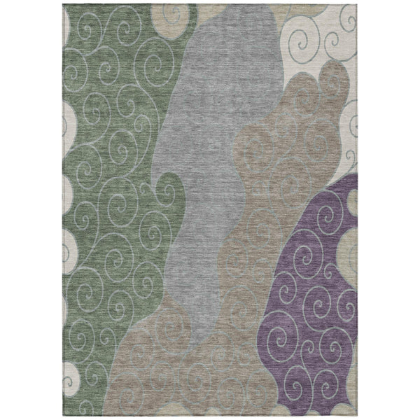 Abstract Washable Polyester Area Rug Low Pile for Indoor Outdoor Patios and Living Rooms