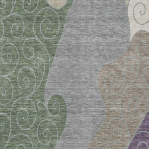 Abstract Washable Polyester Area Rug Low Pile for Indoor Outdoor Patios and Living Rooms