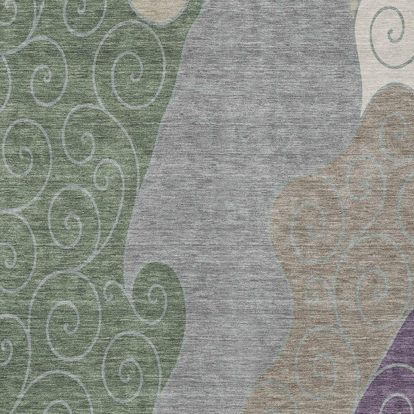 Abstract Washable Polyester Area Rug Low Pile for Indoor Outdoor Patios and Living Rooms