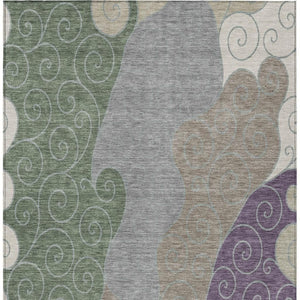 Abstract Washable Polyester Area Rug Low Pile for Indoor Outdoor Patios and Living Rooms