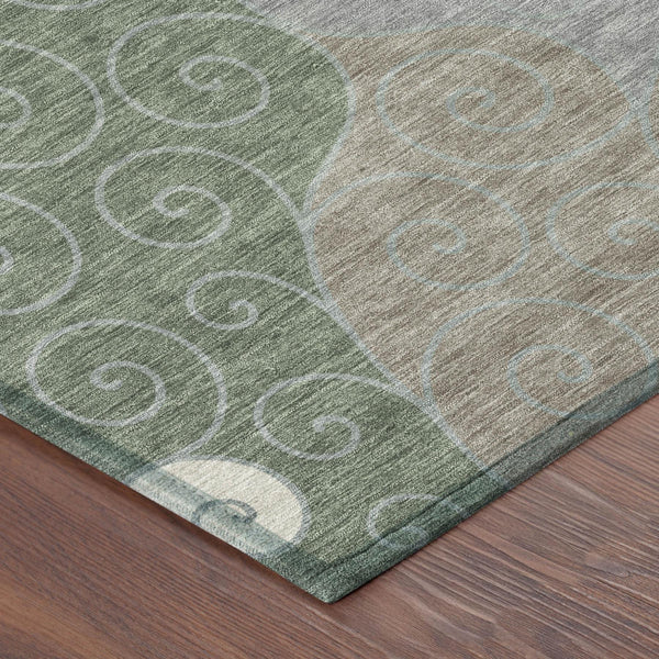 Abstract Washable Polyester Area Rug Low Pile for Indoor Outdoor Patios and Living Rooms