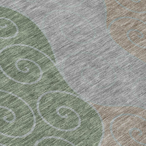 Abstract Washable Polyester Area Rug Low Pile for Indoor Outdoor Patios and Living Rooms