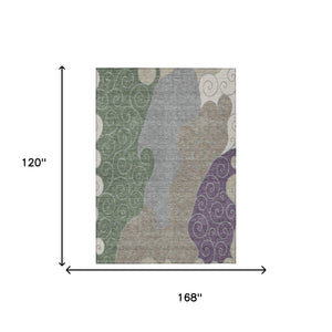 Abstract Washable Polyester Area Rug Low Pile for Indoor Outdoor Patios and Living Rooms