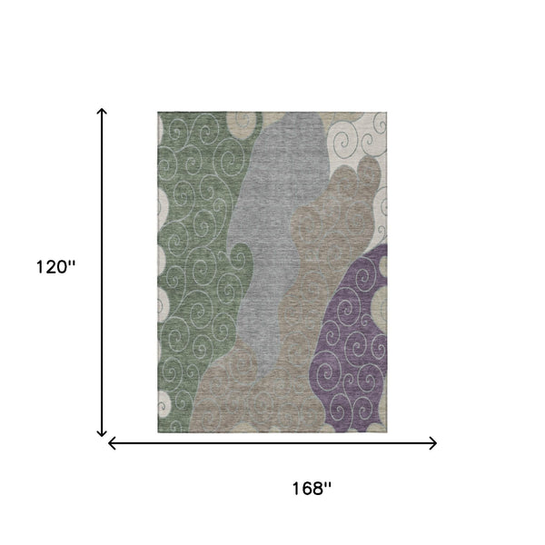 Abstract Washable Polyester Area Rug Low Pile for Indoor Outdoor Patios and Living Rooms