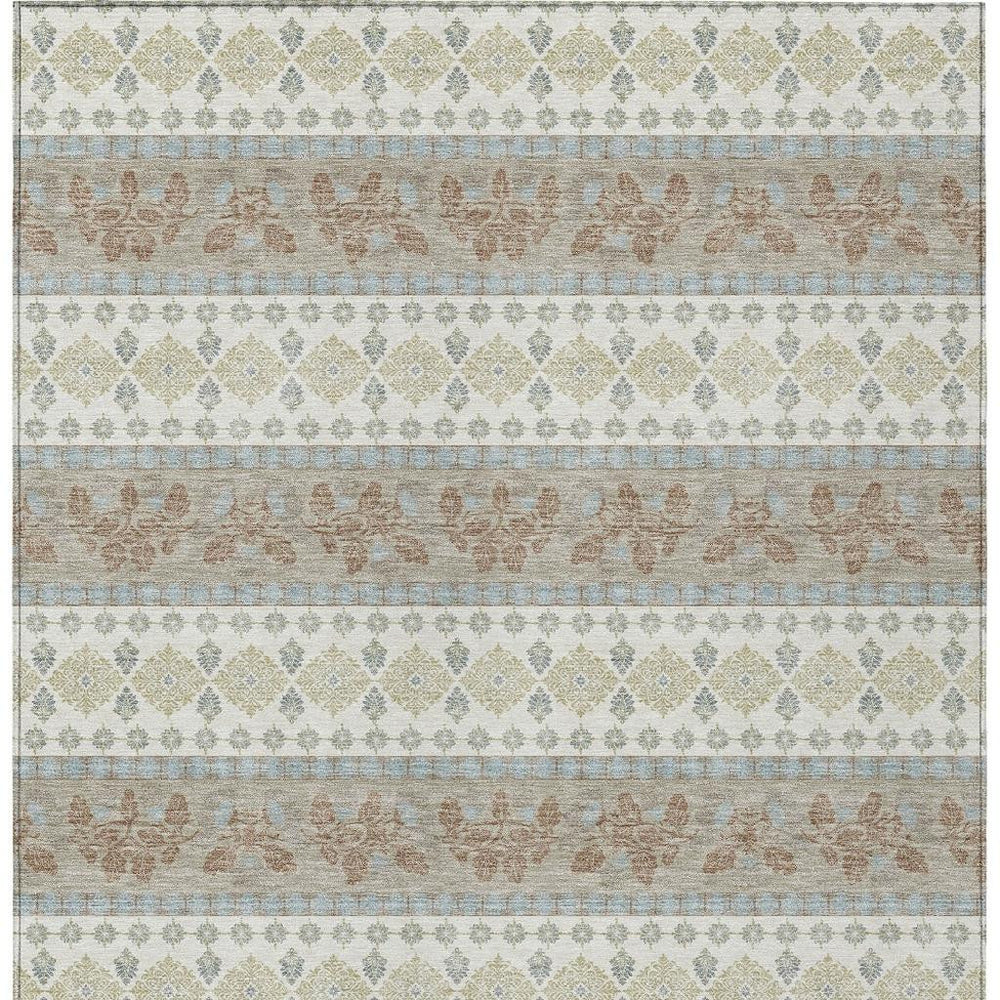 9 X 12 Washable Striped Polyester Area Rug for Indoor Outdoor Living Spaces