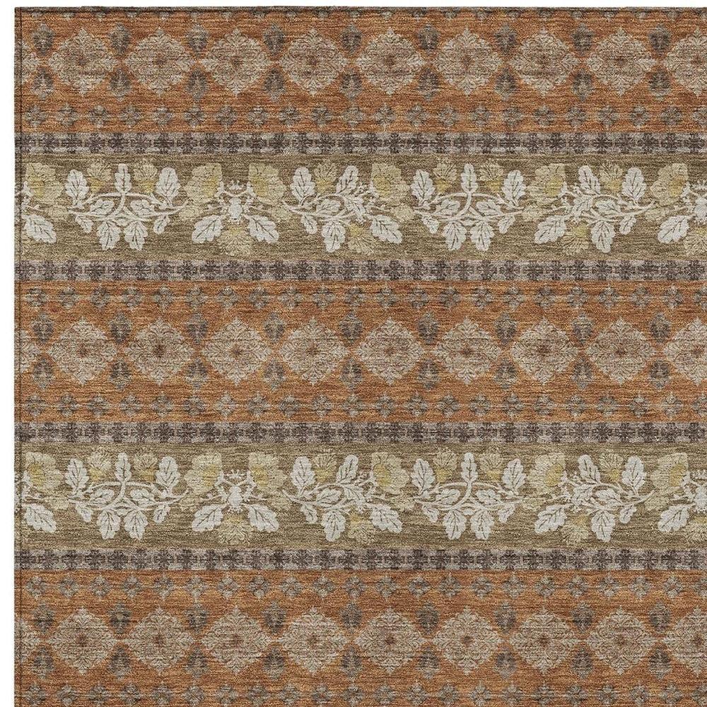 Striped Washable Polyester Area Rug for Indoor Outdoor Patios Porches and Family Rooms