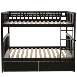 English Elm Full Over Bunk Bed Convertible Pine Frame with Storage Drawers for Kids Rooms Espresso GX000241AAP