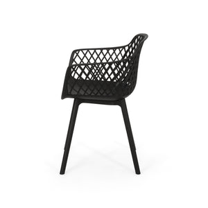 English Elm Christopher Knight Home® - POPPY Weather-Resistant Outdoor Dining Chair with Diamond Mesh Design, Sturdy Polypropylene Comfort Black 24 L x 23.5 W x 22.4 H 69069.00BLK