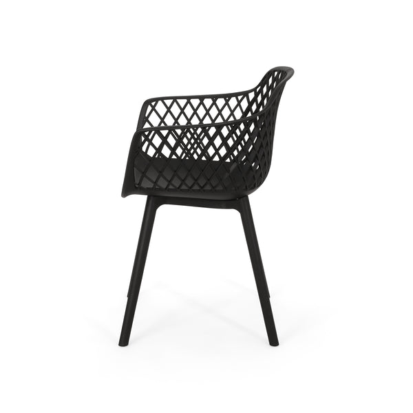 English Elm Christopher Knight Home® - POPPY Weather-Resistant Outdoor Dining Chair with Diamond Mesh Design, Sturdy Polypropylene Comfort Black 24 L x 23.5 W x 22.4 H 69069.00BLK