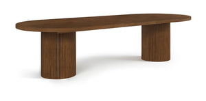 Meridian Furniture Belinda Oak Veneer Extendable Dining Table with Fluted Pedestal Base for Elegant Rooms Brown 90" / 106.5" / 123" 725Brown-T