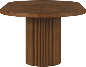 Meridian Furniture Belinda Oak Veneer Extendable Dining Table with Fluted Pedestal Base for Elegant Rooms Brown 90" / 106.5" / 123" 725Brown-T