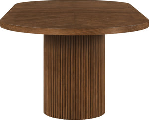 Meridian Furniture Belinda Oak Veneer Extendable Dining Table with Fluted Pedestal Base for Elegant Rooms Brown 90" / 106.5" / 123" 725Brown-T