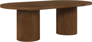 Meridian Furniture Belinda Oak Veneer Extendable Dining Table with Fluted Pedestal Base for Elegant Rooms Brown 90" / 106.5" / 123" 725Brown-T