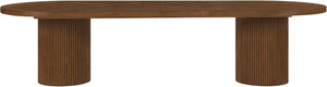 Meridian Furniture Belinda Oak Veneer Extendable Dining Table with Fluted Pedestal Base for Elegant Rooms Brown 90" / 106.5" / 123" 725Brown-T
